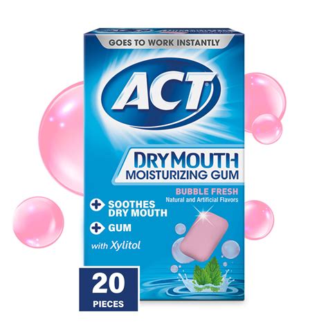 ACT Fluoride Dry Mouth Moisturizing Gum Bubble Fresh logo