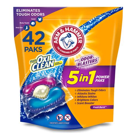 Arm & Hammer Laundry Plus OxiClean With Odor Blasters 5-in-1 Power Paks Fresh Burst