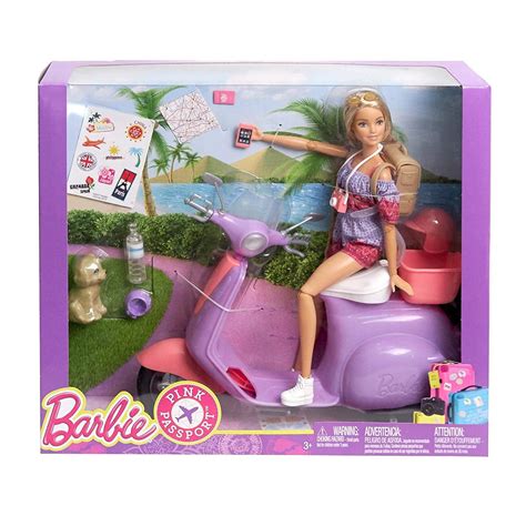 Barbie Pink Passport Travel Doll With Scooter