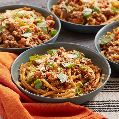 Blue Apron Fettuccine Bolognese with Brussel Sprouts and Pecorino Cheese tv commercials