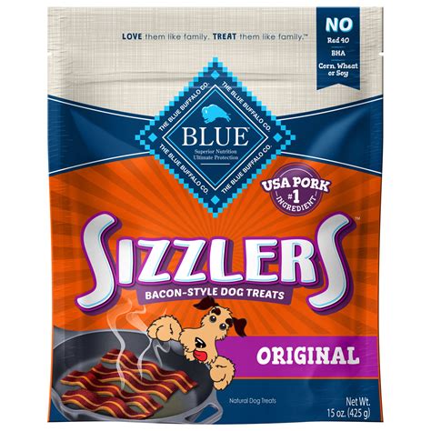 Blue Buffalo BLUE Sizzlers Bacon-Style Dog Treats logo