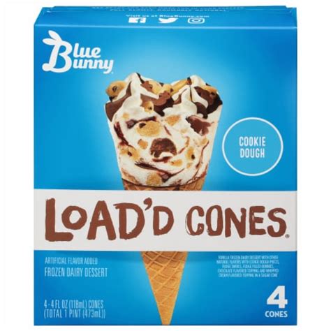 Blue Bunny Ice Cream Load'd Cones Cookie Dough
