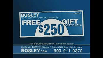 Bosley TV commercial - 250 Gift Certificate