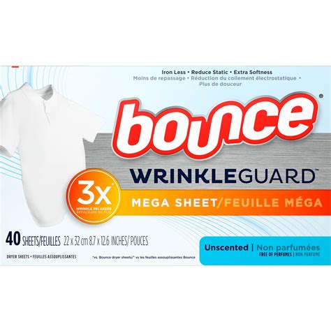 Bounce Unscented WrinkleGuard Mega Dryer Sheets