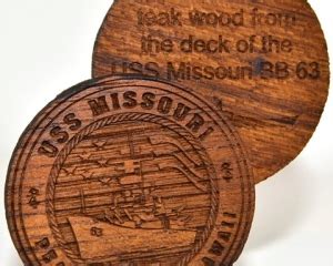 Bradford Exchange Mint Framed Genuine USS Missouri Teak Wood logo