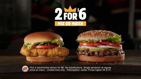 Burger King 2 for $6 TV commercial - Mix or Match: Sandwiches