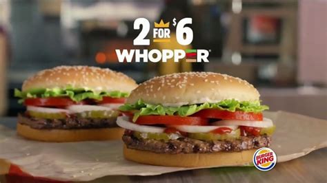 Burger King 2 for $6 Whopper Deal tv commercials