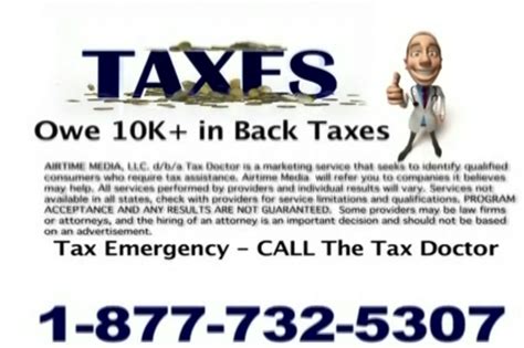 Call the Tax Doctor TV commercial - Free Back Taxes Advice