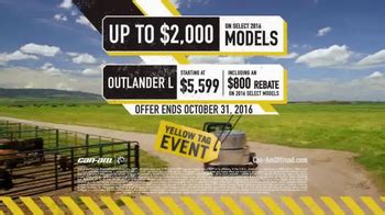 Can-Am Yellow Tag Sales Event TV commercial - Outlander L