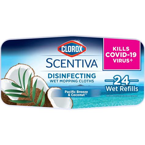 Clorox Scentiva Disinfecting Wet Mopping Cloths Pacific Breeze & Coconut photo