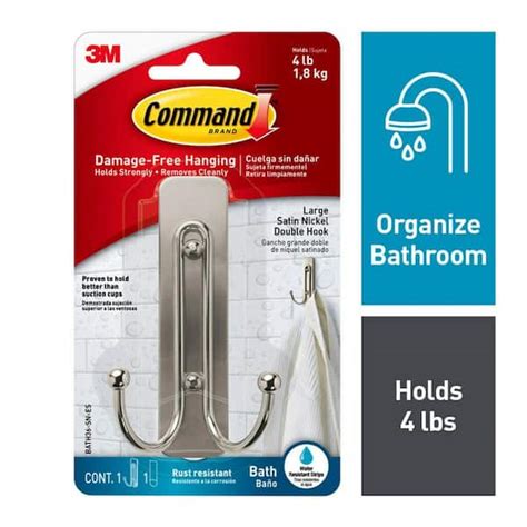 Command Damage-Free Hanging Large Satin Nickel Double Hook tv commercials