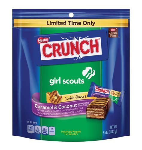 Crunch Girl Scout Candy Bars Caramel and Coconut logo