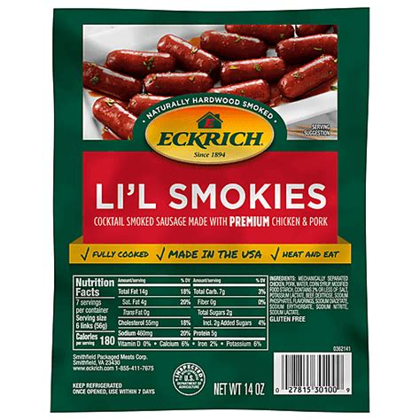 Eckrich Li'l Smokies Beef Cocktail Smoked Sausage