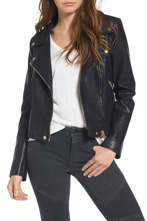 Elizabeth and James Women's Faux-Leather Moto Jacket