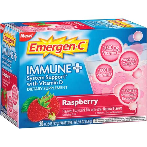 Emergen-C Immune+ Fizzy Drink Mix Packets Raspberry