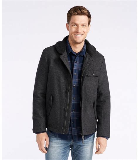 Express Mens Wool-Blend Sherpa Collar Deck Jacket logo