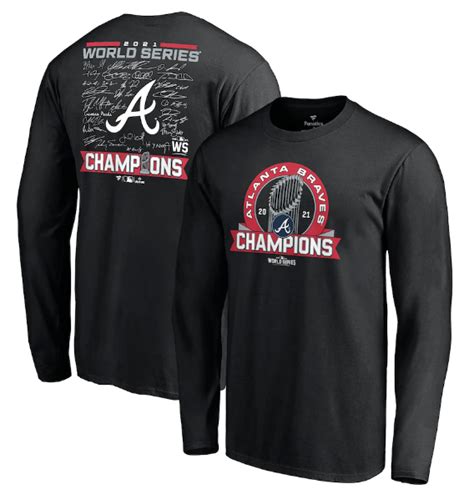 Fanatics, Inc. Atlanta Braves Black 2021 World Series Champions Signature Roster T-Shirt photo