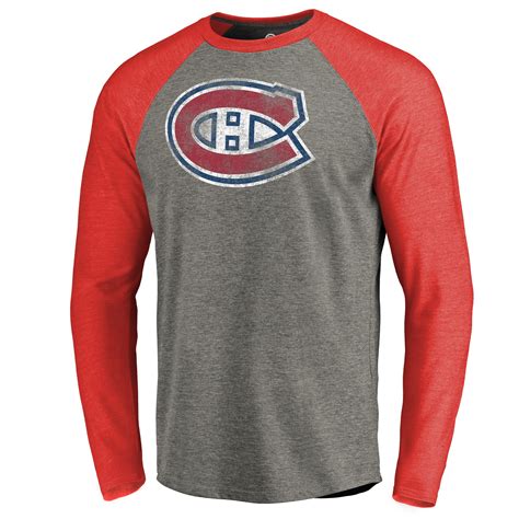 Fanatics.com Montreal Canadiens Distressed Team Tri-Blend Notch Neck T-Shirt