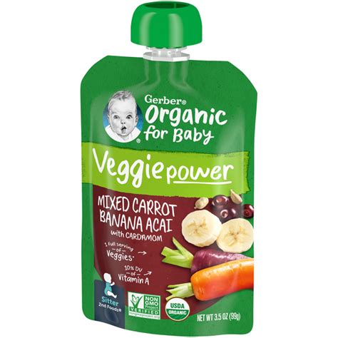 Gerber 2nd Foods Organic Veggie Power Purple Carrot Banana Acai Pouch logo