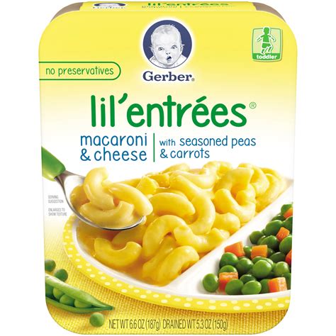 Gerber Graduates Lil' Entrees Macaroni and Cheese with Seasoned Peas and Carrots logo