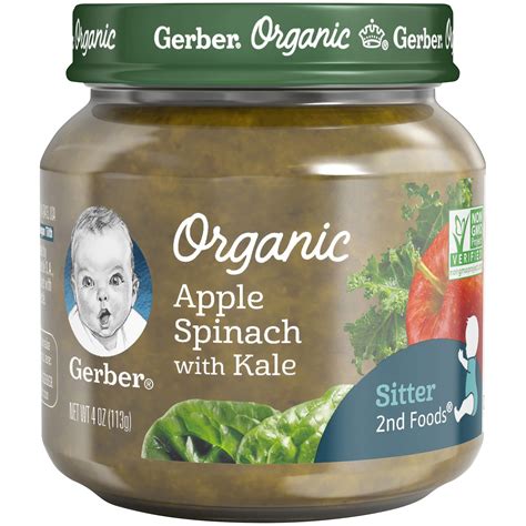 Gerber Natural Glass Jar Apple Spinach Kale