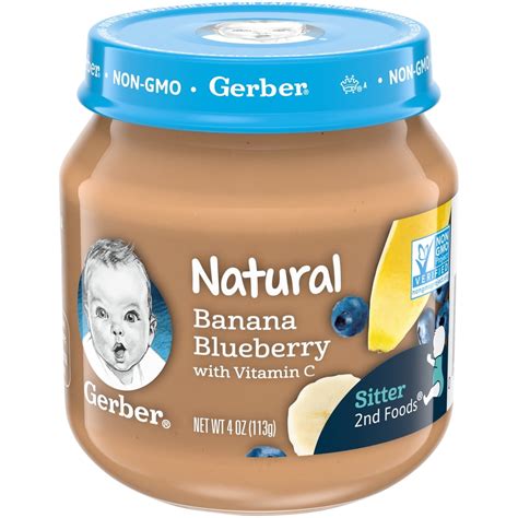 Gerber Natural Glass Jar Banana Blueberry logo