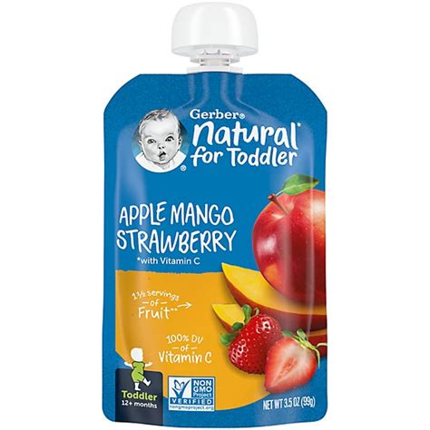 Gerber Natural Pouch Apple Mango Strawberry logo