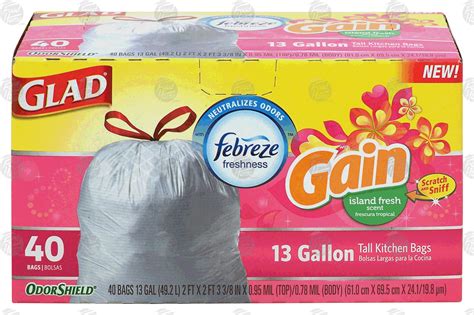 Glad Odor Shield Tall Kitchen Bags with Gain Island Fresh Scent logo