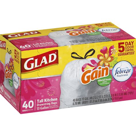 Glad Odor Shield Tall Kitchen Bags with Gain Island Fresh Scent