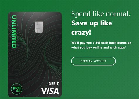 Green Dot Cards Unlimited Cash Back Bank Account
