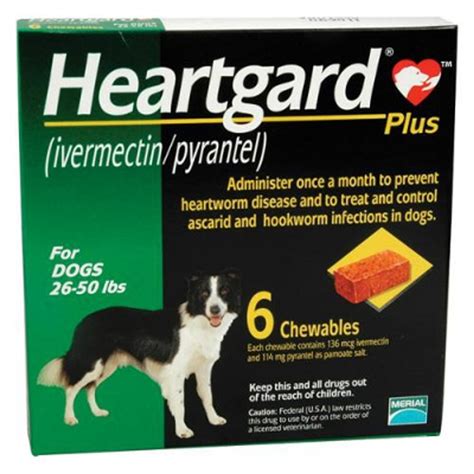Heartgard Plus Green Chewables for Dogs, 26-50 lbs, 6 Month