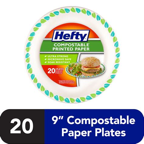 Hefty Compostable Printed Paper Plates