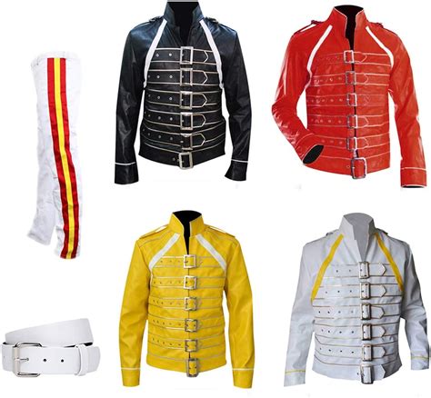 III-Fashions Mens Star Rock Pop Singer Concert Belted Costume Yellow Leather Jacket logo