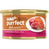 Iams Purrfect Delicacies Roasted Beef & Salmon Dinner in Gravy logo