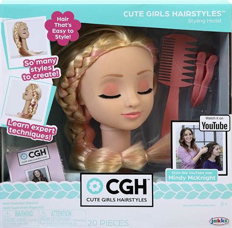 Jakks Pacific Cute Girls Hairstyles Styling Head Straight Blonde Hair