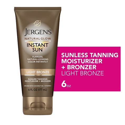 Jergens Natural Glow Instant Sun Light Bronze Sunless Tanning Moisturizer + Bronzer logo