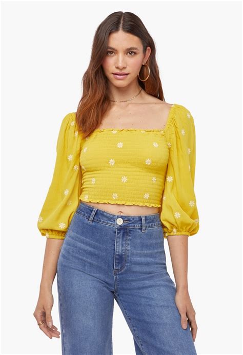 JustFab.com Smocking Gauze Top