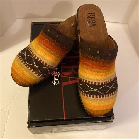 Justin Boots Reba Brown Saddle Blanket Clogs