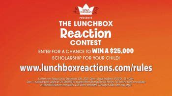 King's Hawaiian Lunchbox Reaction Contest TV Spot, 'Win a $25,000 Scholarship for Your Child' created for King's Hawaiian