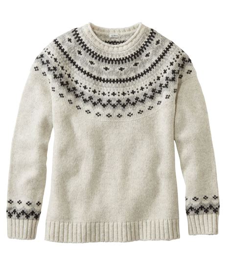 L.L. Bean Classic Ragg Wool Sweater Fair Isle Crewneck