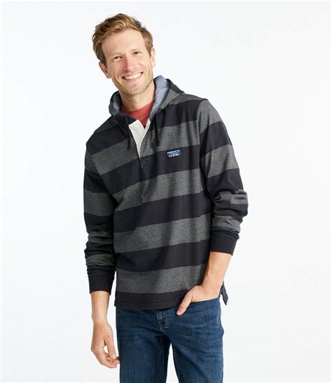 L.L. Bean Men's Lakewashed Rugby, Traditional Fit Long-Sleeve Stripe