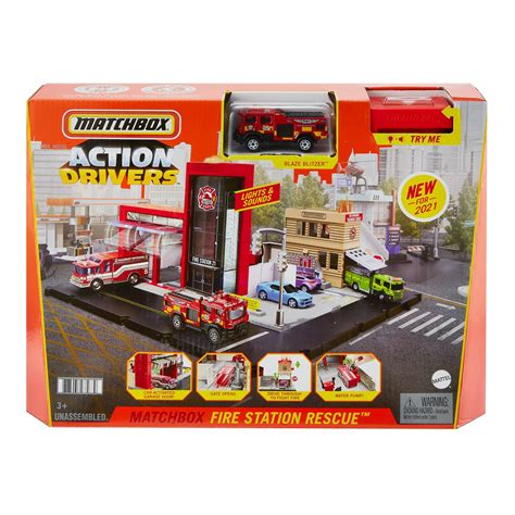 Matchbox Action Drivers Fire Station Rescue Playset logo