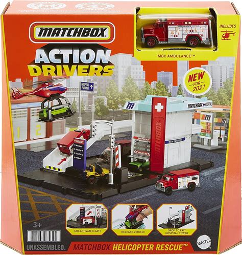 Matchbox Action Drivers Helicopter Rescue Playset