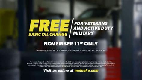Meineke Car Care Centers TV Spot, 'Veterans Day: Thank You Oil Changes' created for Meineke Car Care Centers