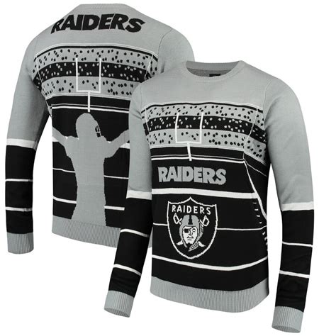 NFL Shop Men's Oakland Raiders Gray Stadium Light Up Sweater logo