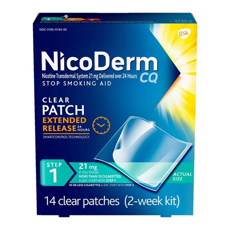 Nicoderm CQ Stop Smoking Aid Clear Patch Extended Release Step 1 logo