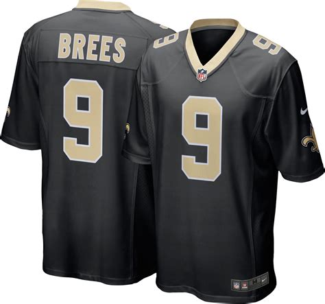 Nike Mens New Orleans Saints Drew Brees Black Game Jersey logo