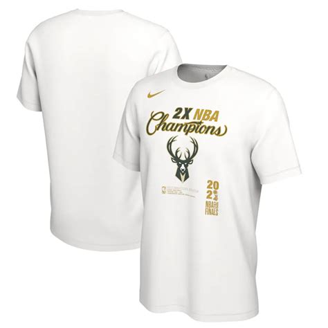 Nike Youth Milwaukee Bucks White 2021 NBA Finals Champions Locker Room T-Shirt logo