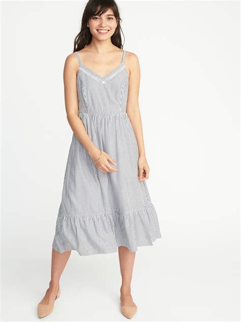 Old Navy Fit & Flare Short-Sleeve Tie-Back Midi Dress for Women photo