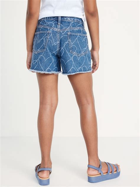 Old Navy Girls High-Waisted Frayed-Hem Jean Shorts logo